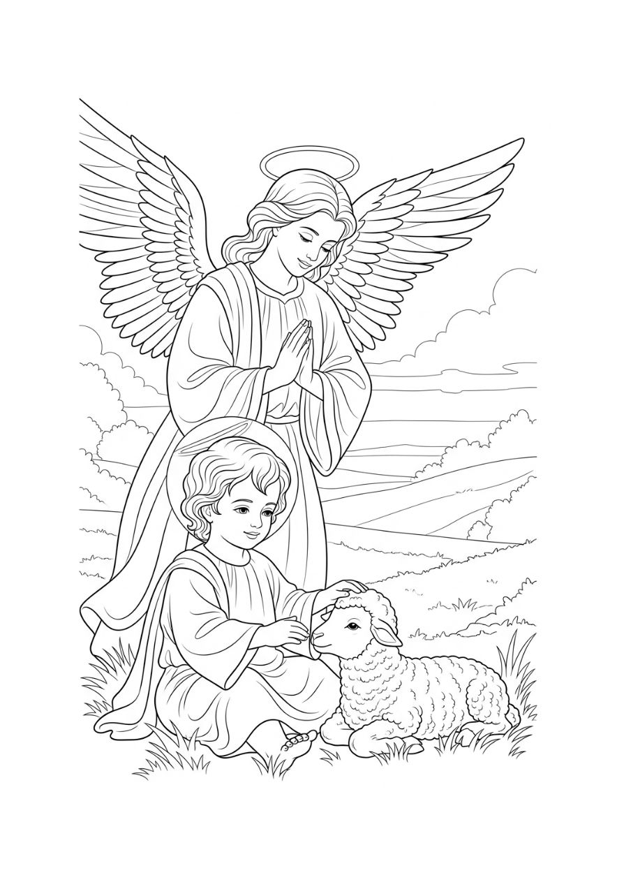 Anjos - Para Colorir thumbnail 4
