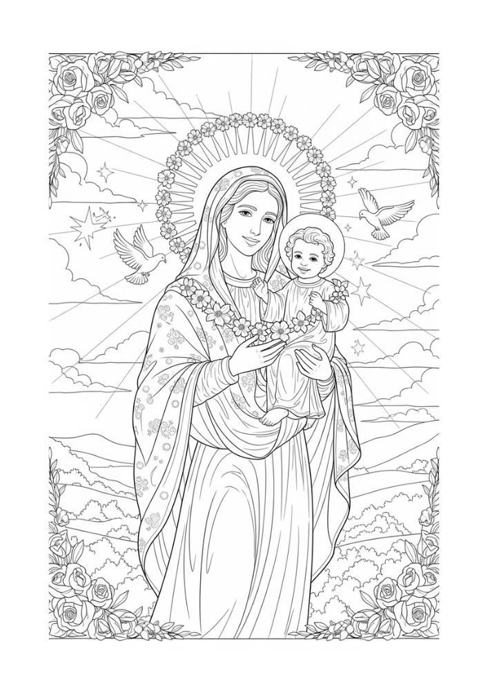 Nossa Senhora - Para colorir thumbnail 3