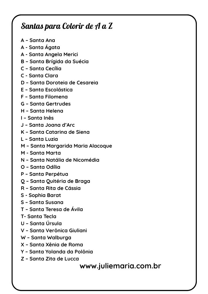 Santas (A ao Z) - Para Colorir thumbnail 2