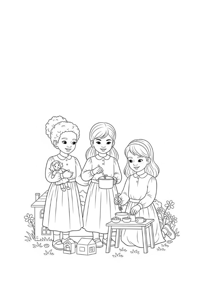 Meninas - Para Colorir thumbnail 3